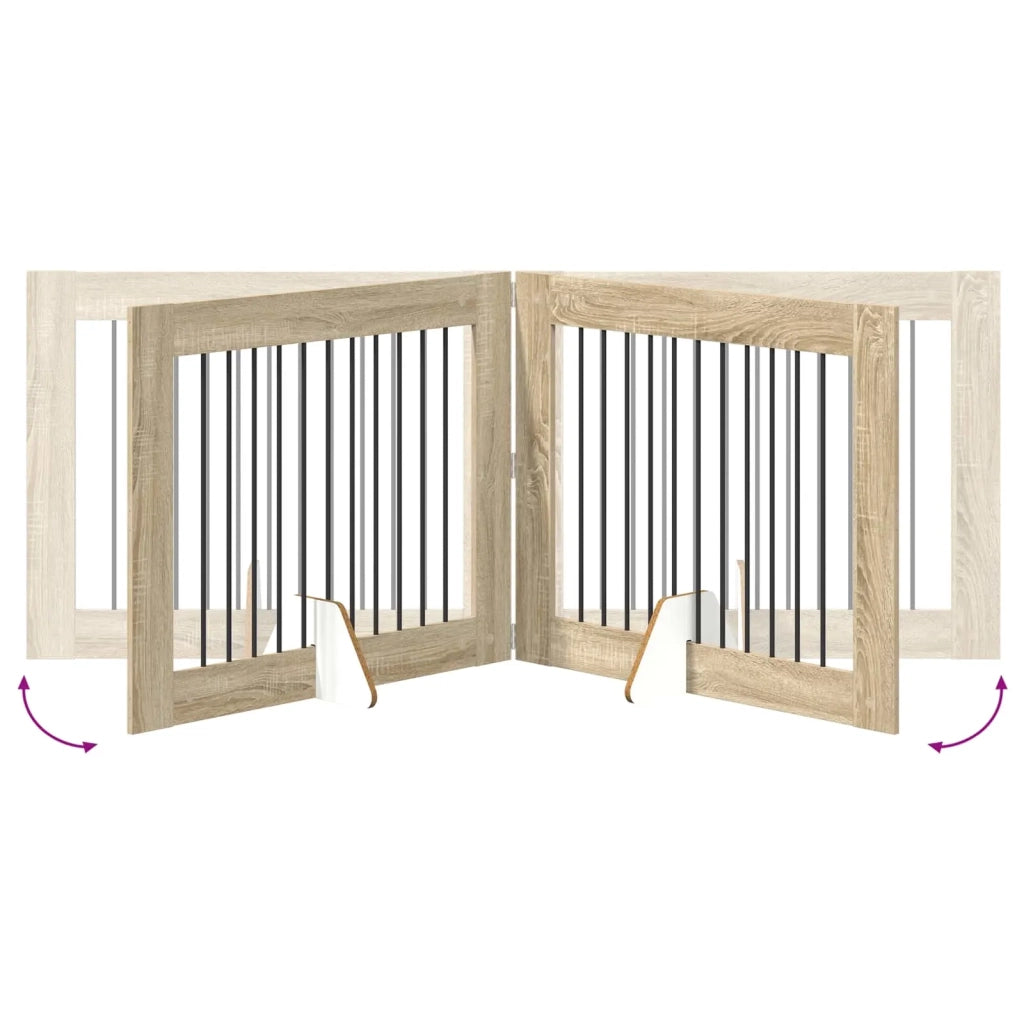 Cancello per cani con supporti 2 pcs Rovere Sonoma 100 x 80 cm 892056