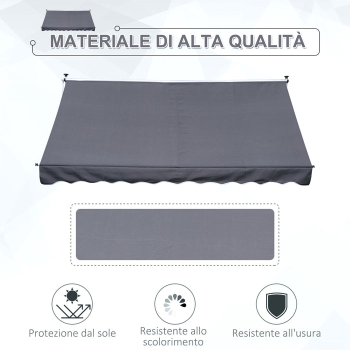 Tenda da Sole a Muro 300x150 cm in Metallo e Poliestere Grigio