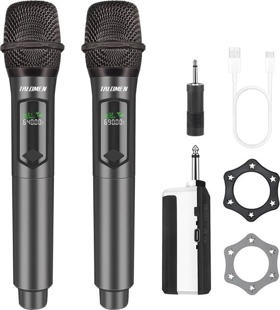 Microfono Karaoke Senza Fili per Feste, Amplificatore e Riunioni - Supercardioide, Ricaricabile, 160 Ft di Portata