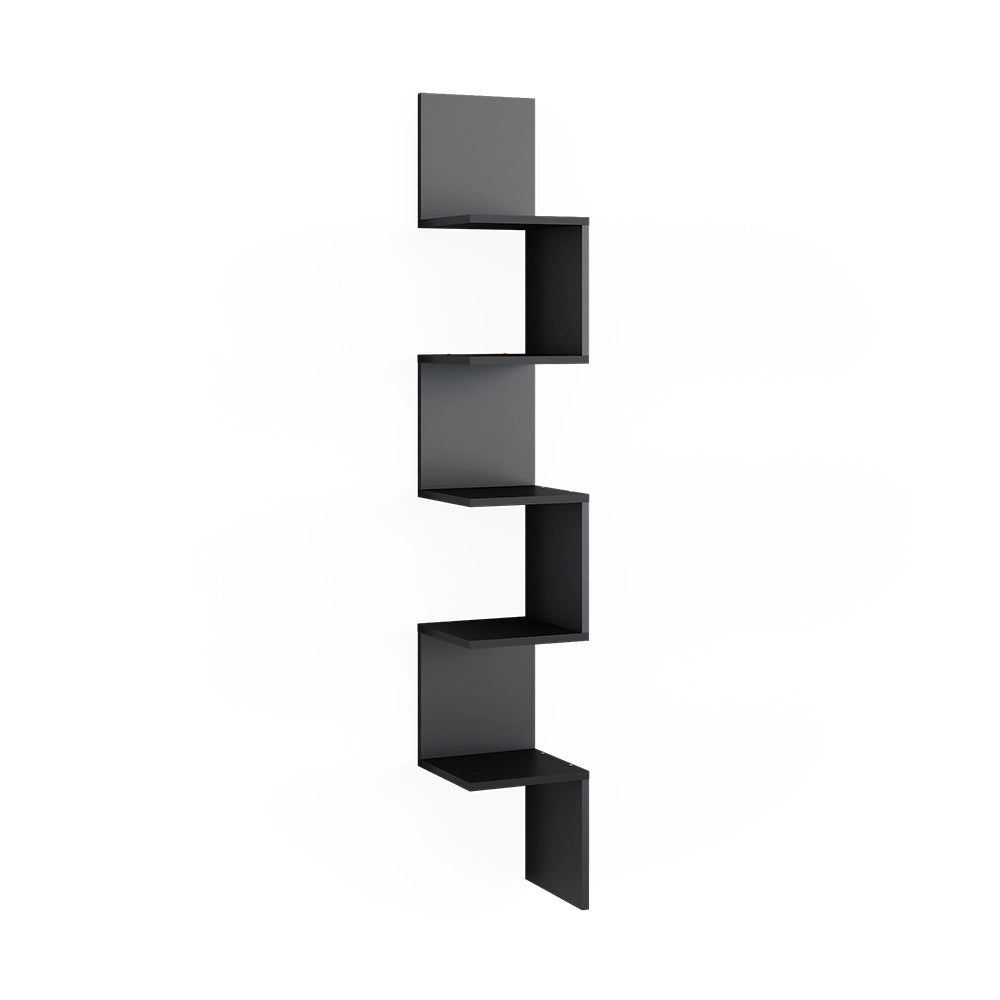 Scaffale ad angolo Paolo Nero 28 x 175.4 cm con 5 scomparti Vicco