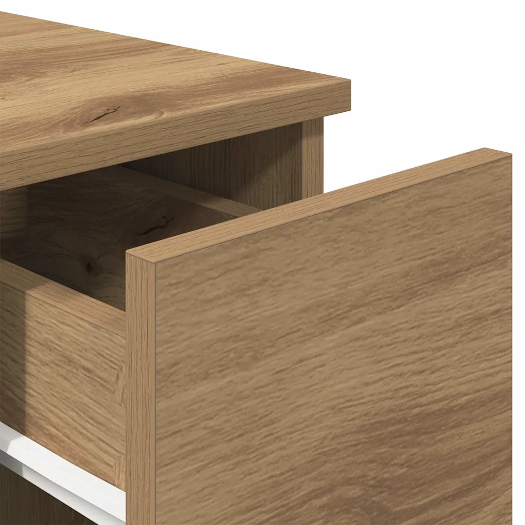 Comodino | Armadio da Notte | Mobiletto da notte con Cassetto Rovere Artigianale 20x36x60 cm