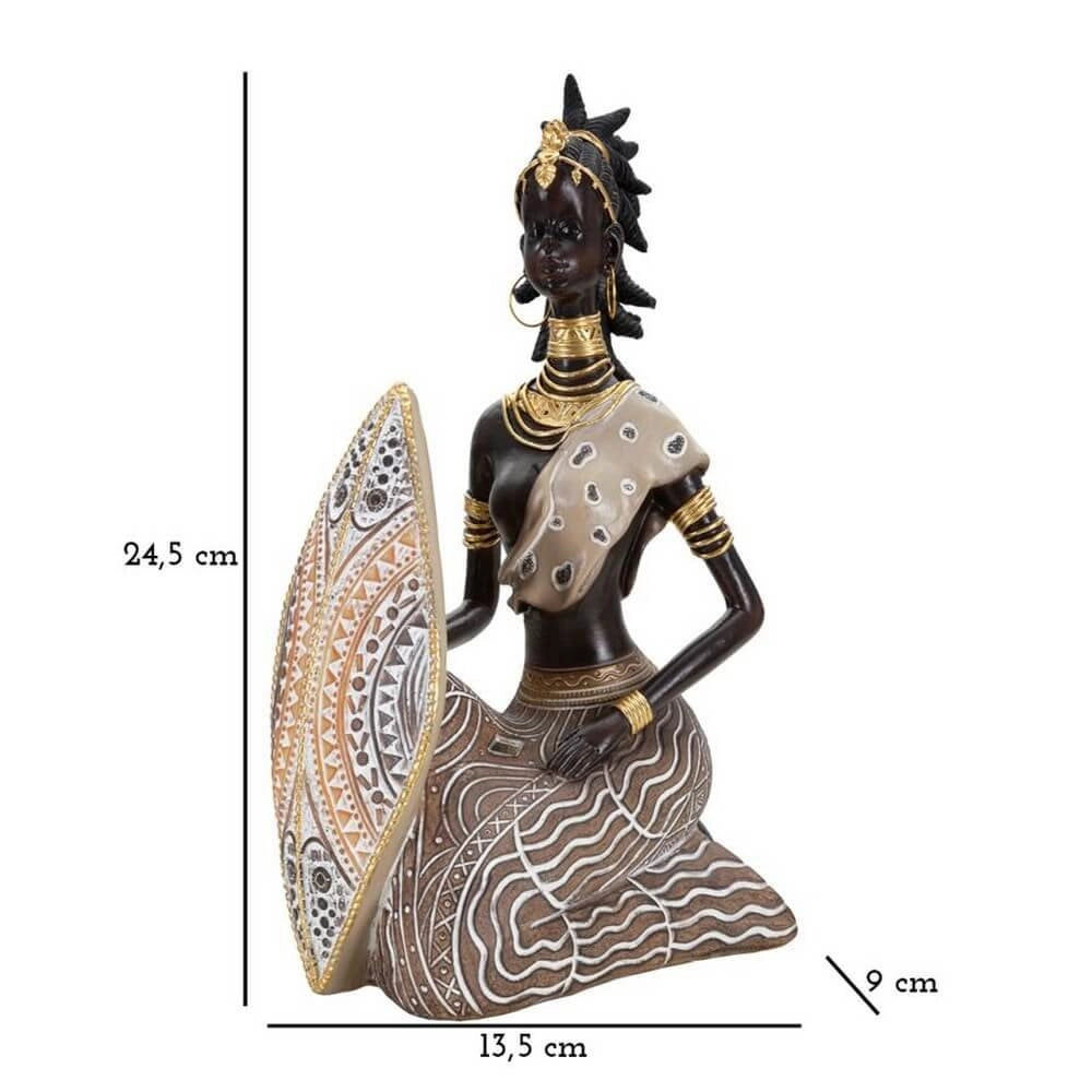 Scultura masai tribale con scudo cm 13,5X9X24,5 - SHIELDOS