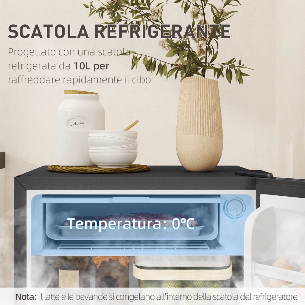 Frigorifero Piccolo da 91L con Termostato Regolabile, Ripiani Regolabili e Cassetto, Argento