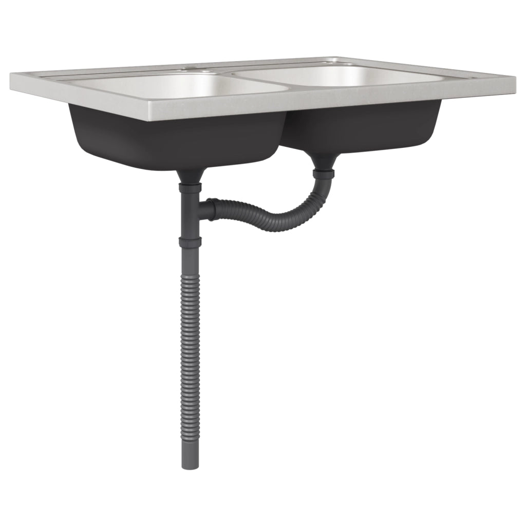 Mobiletto per lavello "Porto" con lavello Grigio cemento 80x46x84,5 cm Legno ingegnerizzato