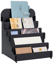 Porta carte multifunzionale a 5 livelli in legno - capacità di 30x30x36 cm - robusto e duraturo