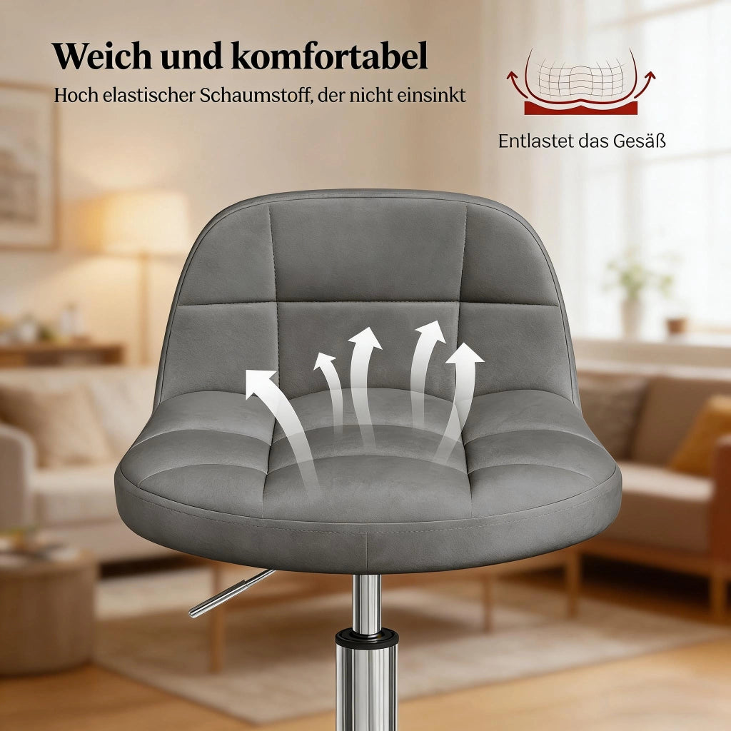 SEDIA UFFICIO Girevole Regolabile 56,5-68 cm Velluto Grigio Scuro