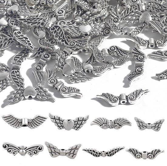 Kit di creazione di accessori per angeli - 200 pezzi - Spacer per ali - Ali in perla - Creazione di gioielli - Materiali di alta qualità
