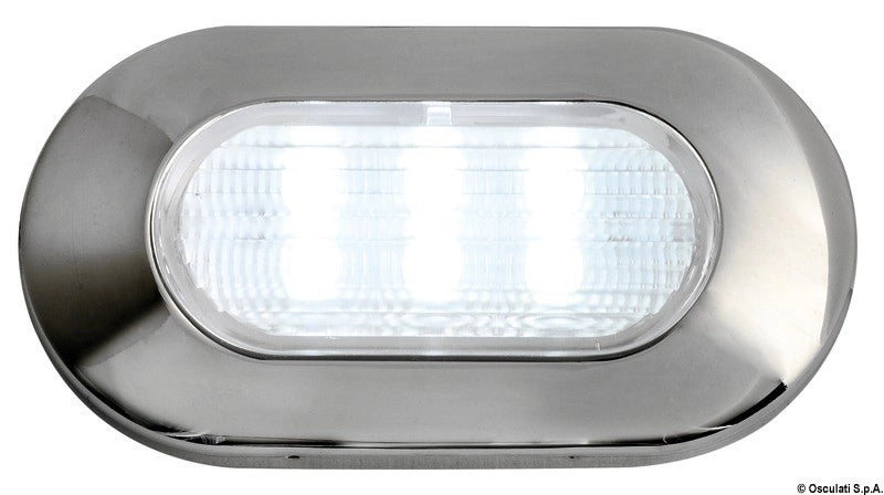 Luce di cortesia ovale 6 LED bianchi inox
