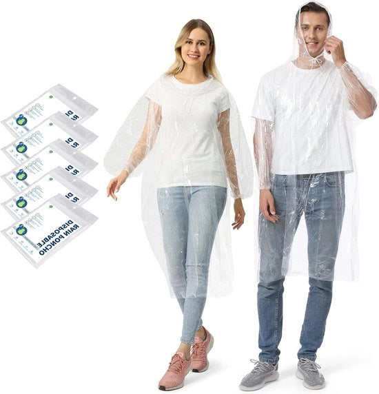 Poncho trasparente per la pioggia - protezione impermeabile con cappuccio - per donne e uomini - leggero e trasparente - 5/10/20 pezzi