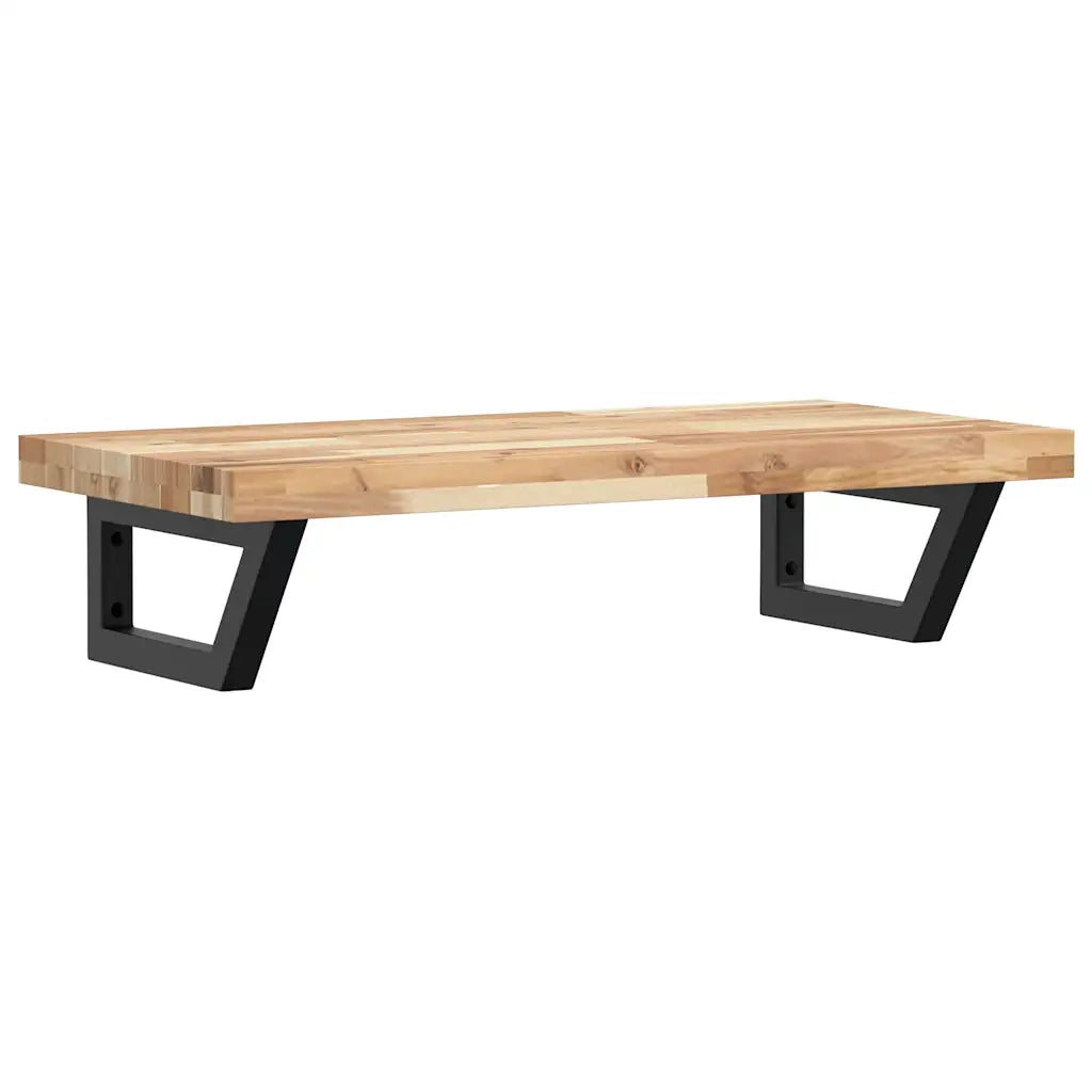 Ripiano a Parete per Lavabo-Mensole a Muro in Acciaio e Massello di Acacia 197920
