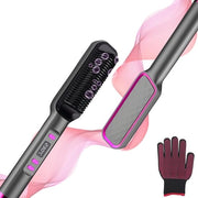 Styloborstello - Stylo e raggia 2 in 1 - Raggia - Borstello per capelli - Ringborstello - Borstello con ioni negativi e calore - Riscaldamento rapido in 10 secondi da 160°C a 220°C - Con display LED - Nero - 27x4,5 cm