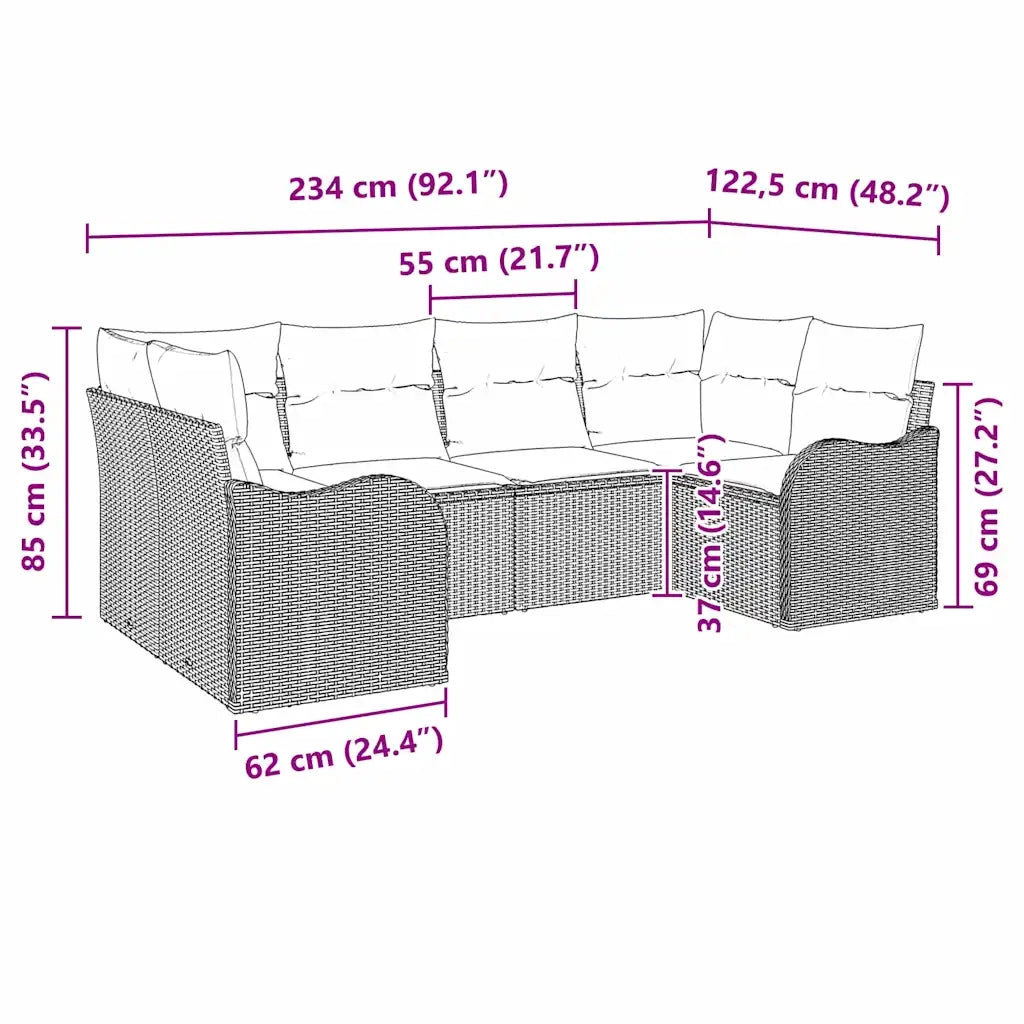 Set Divano da Giardino Grigio polyrattan 3345839