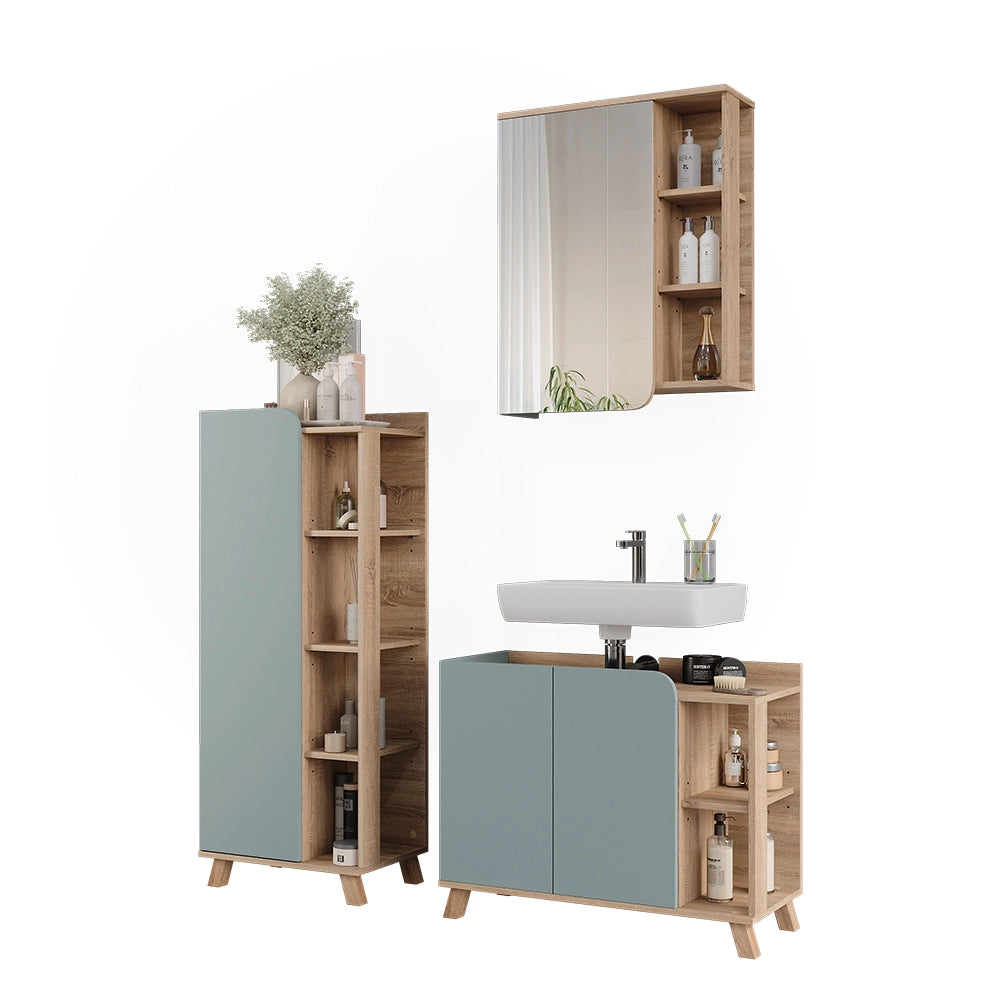 Vicco Set di mobili da bagno Sonoma/blu 3 parti