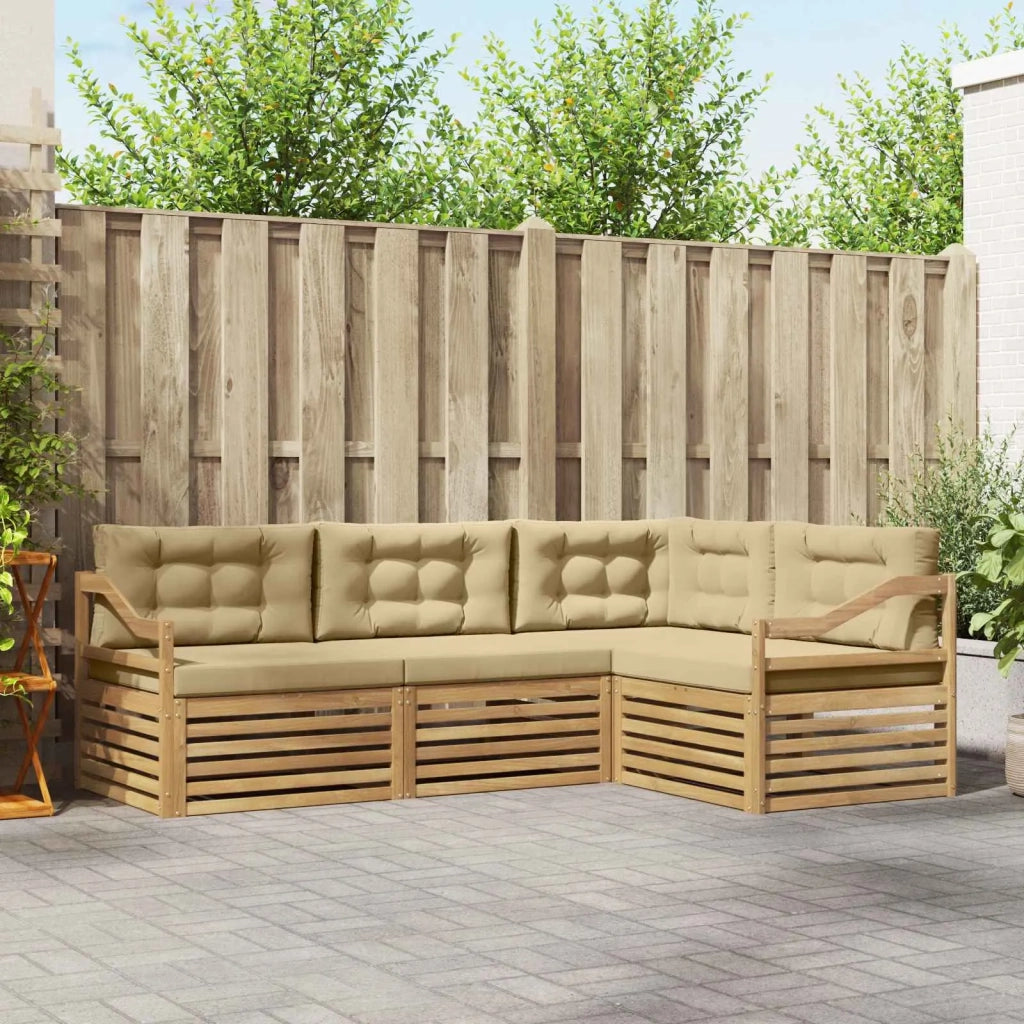 Set di divani da esterno 4 pz Bianco e Beige Poliestere 3390423