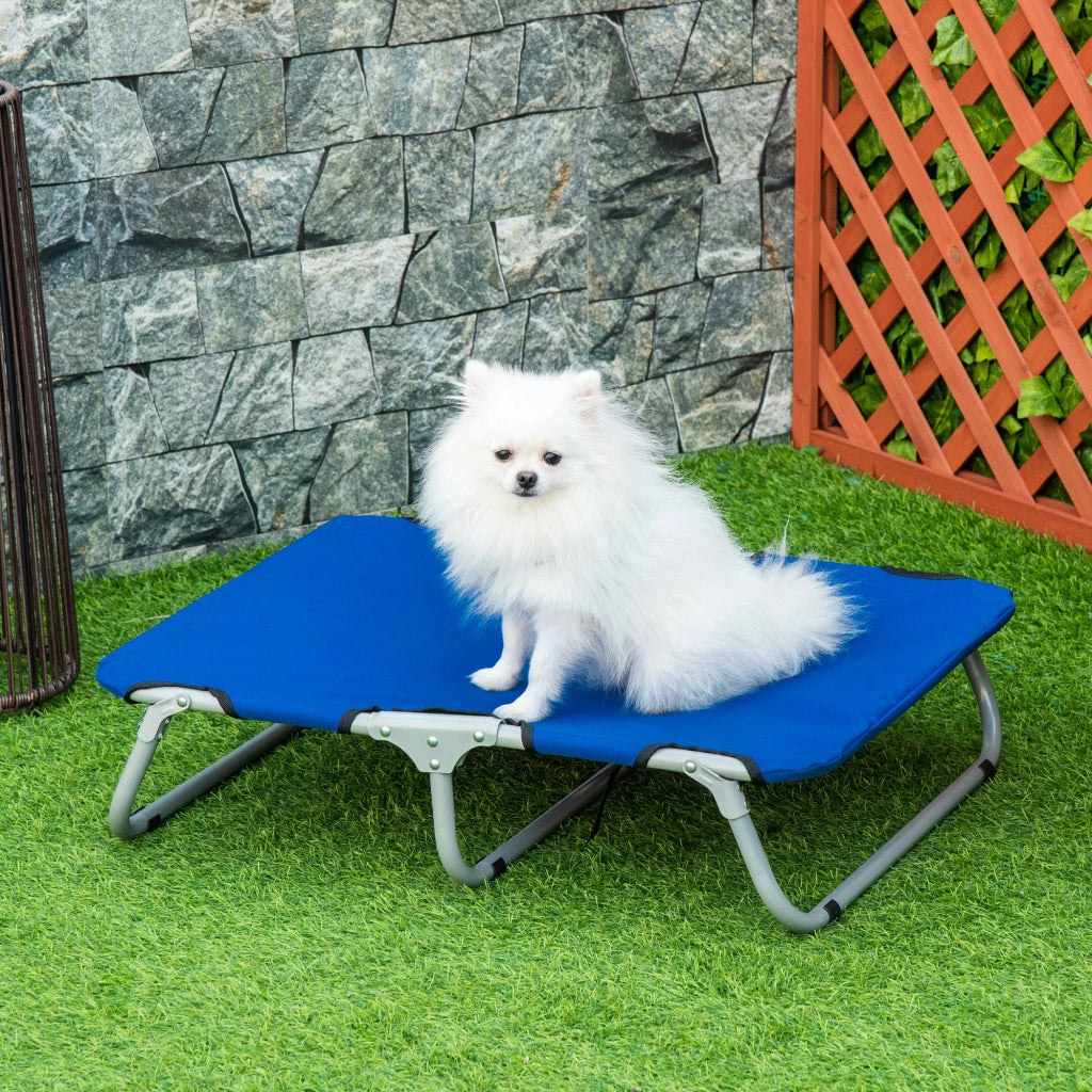 EasyComfort Brandina per Cani Taglia Piccola Pieghevole per Interno ed Esterno, Lettino per Cani Rialzato, in Acciaio e Tessuto Oxford, 71x58x20 cm, Blu