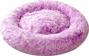 Cuscino per cani - Culla per cani Calmante donut culla - Piccolo cuscino rotondo - Copertura rimovibile lavabile - Abbracciagetto anti ansia - Finta pelliccia - Comfortevole pelo - Culla per animali pelosi (blu 50 cm)
