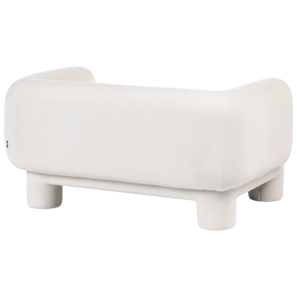 Divano a 2 posti Rivestimento in tessuto bianco Tessitura morbida Gambe cilindriche Stile organico