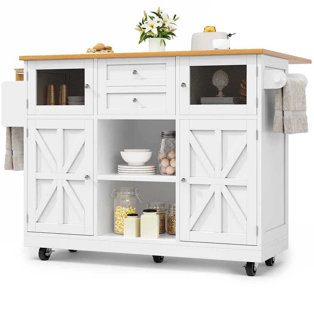 Isola cucina - Xylo - porte 3D scaffali regolabili bianco