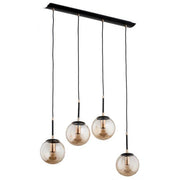 Lampada a sospensione lineare nera 4 sfere E14 Alfa