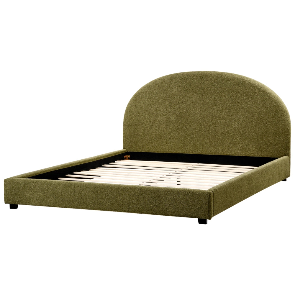 Letto matrimoniale Tessuto Bouclé verde oliva 180 x 200 cm Design minimalista e retrò