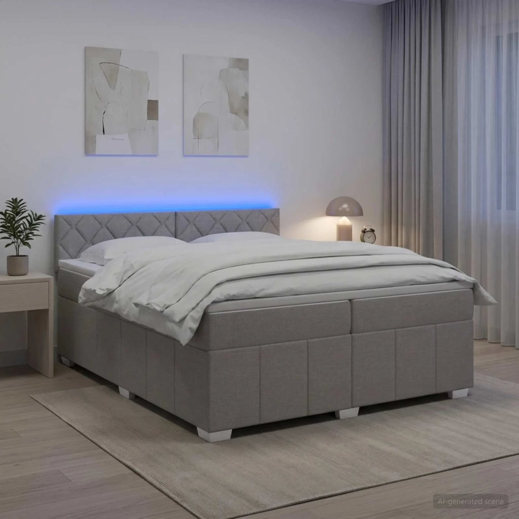 Letto box spring con materasso Grigio Chiaro 200 x 200 cm 3452761
