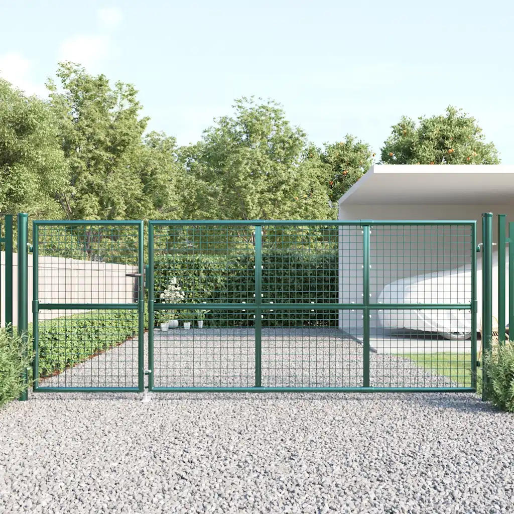 Cancello da Giardino in Rete Verde 350x175 cm Acciaio Zincato