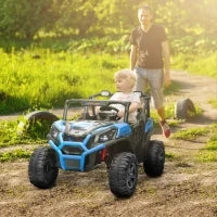 Macchina Elettrica per Bambini 24V a 2 Posti con Telecomando e 3 Velocità, Età 3-8 Anni, Blu