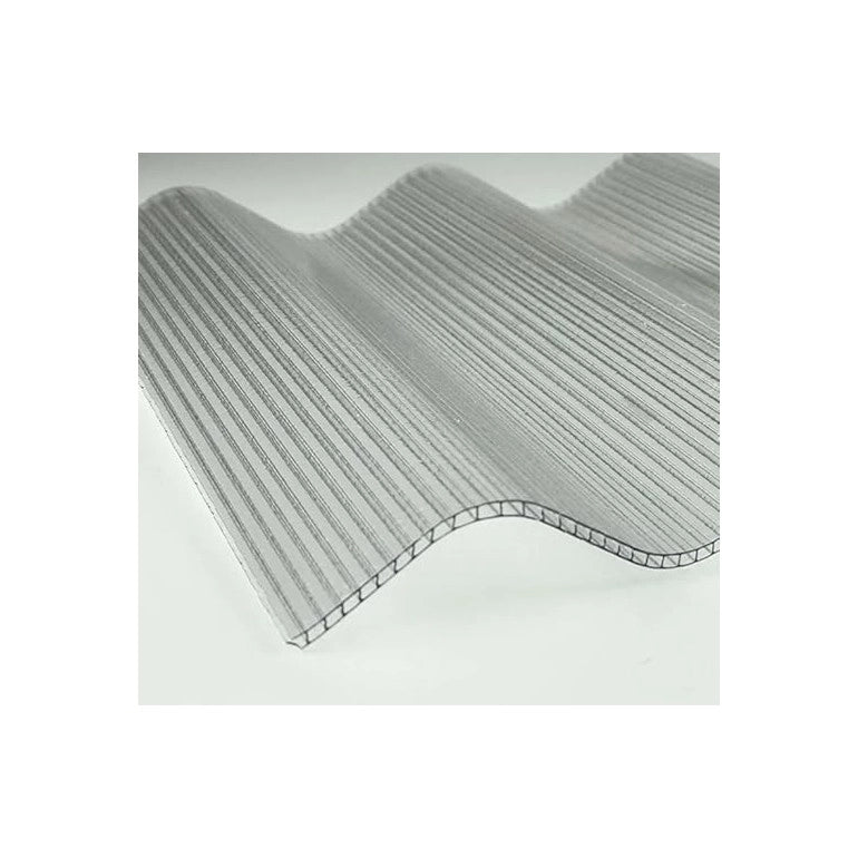 Lastra corrugata 177/51 policarbonato alveolare trasparente spessore 6 mm 200x92 cm