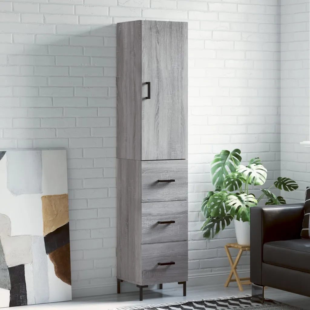 Credenza | Madia | Buffet da pranzo | Armadio da pranzo Grigio Sonoma 34,5x34x180 cm in Legno Multistrato