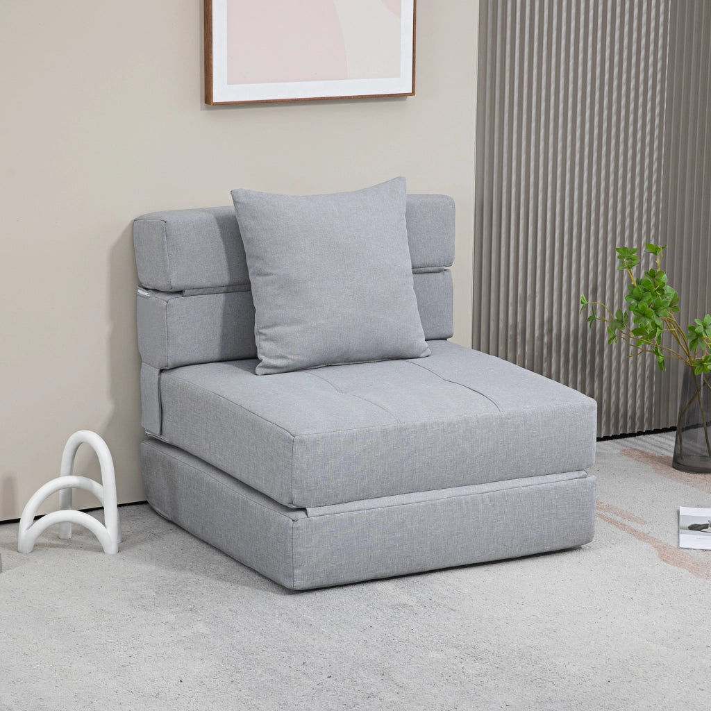 Poltrona Relax con Funzione Letto ¨C zephmum ¨C Grigio Chiaro 70x70x61 cm