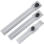 Misuratore di distanza in acciaio inossidabile 0-300 mm - Strumento di misurazione per lavorazione del legno - Scala di precisione - Duraturo - Color grigio chiaro - 1 pezzo - Righello