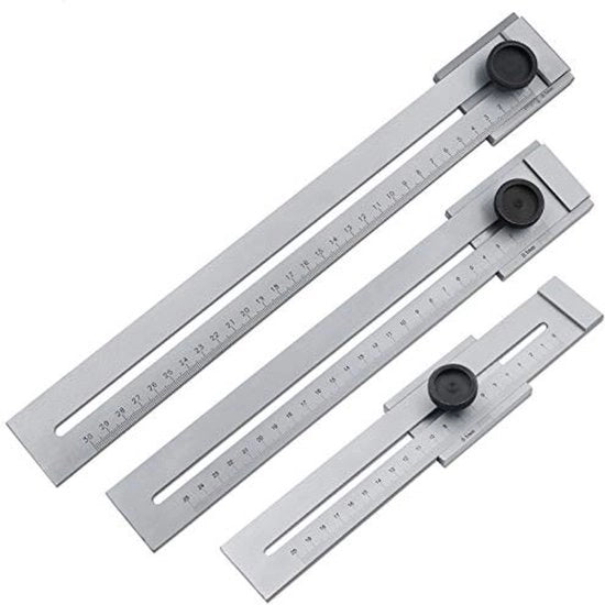 Misuratore di distanza in acciaio inossidabile 0-300 mm - Strumento di misurazione per lavorazione del legno - Scala di precisione - Duraturo - Color grigio chiaro - 1 pezzo - Righello