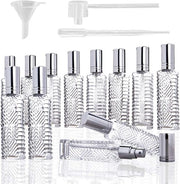 Set di sprayflessen in vetro da 10 ml, 12 pezzi, per profumi e oli essenziali - vuoti, riempibili con contenitori e dispenser a siringa