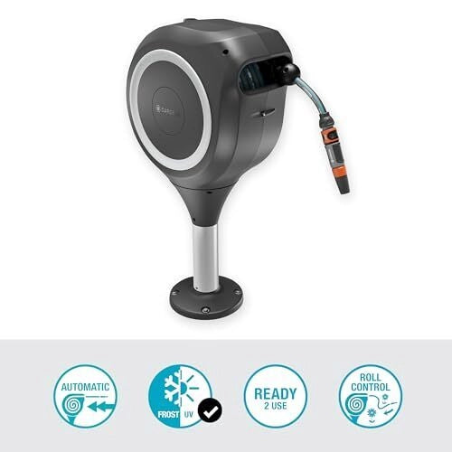 Gardena 18617-20 RollUp M Avvolgitubo da Terrazzo 20 m Tubo 11 mm Resistente UV Rotazione 360° colore Nero