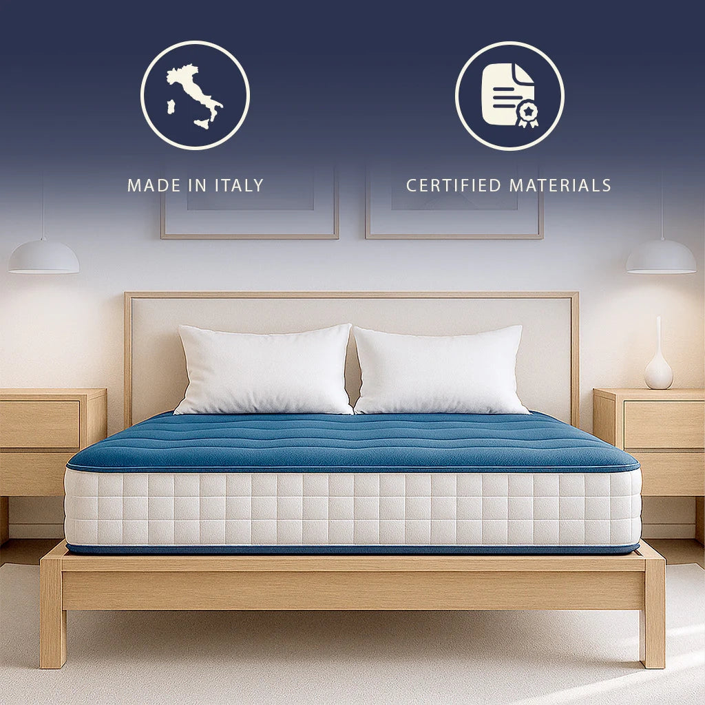 Materasso 160x200 in Waterfoam Anallergico Alto 20 cm | Medio Rigido, Antibatterico e Traspirante | Made in Italy