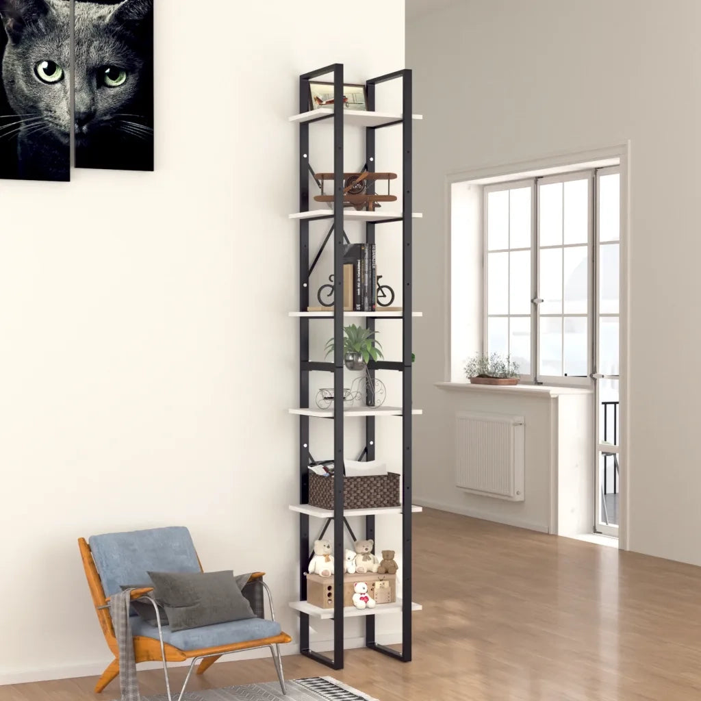 Libreria a 6 Ripiani Bianca 40x30x210 cm in Legno Multistrato 806497