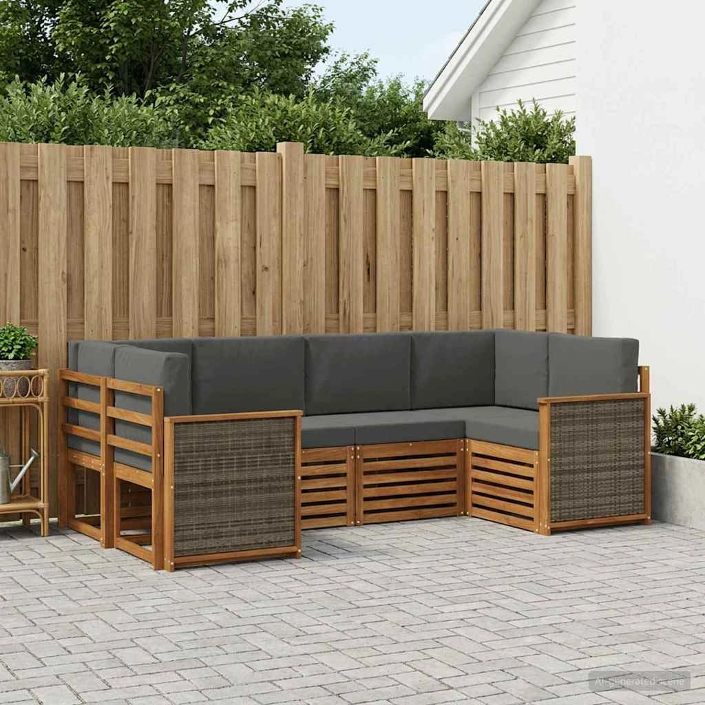 Set di divani da esterno 5 pz Naturale e Antracite 3384768