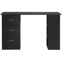 Scrivania PC con 3 Ripiani e 3 Cassetti per Camera e Ufficio, in Legno MDF, 120x49x72 cm, Nera