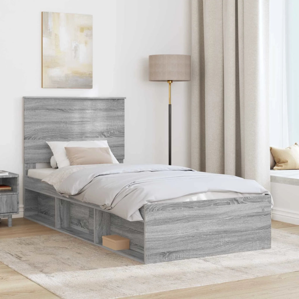 Struttura del letto Grigio Sonoma 75 x 190 cm Pino massello