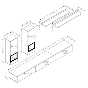Set di mobili da salotto collezione RAMOS. Colore nero lucido.