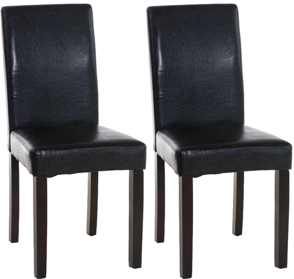 Set 2 sedie da pranzo Ina in similpelle nero,marrone scuro