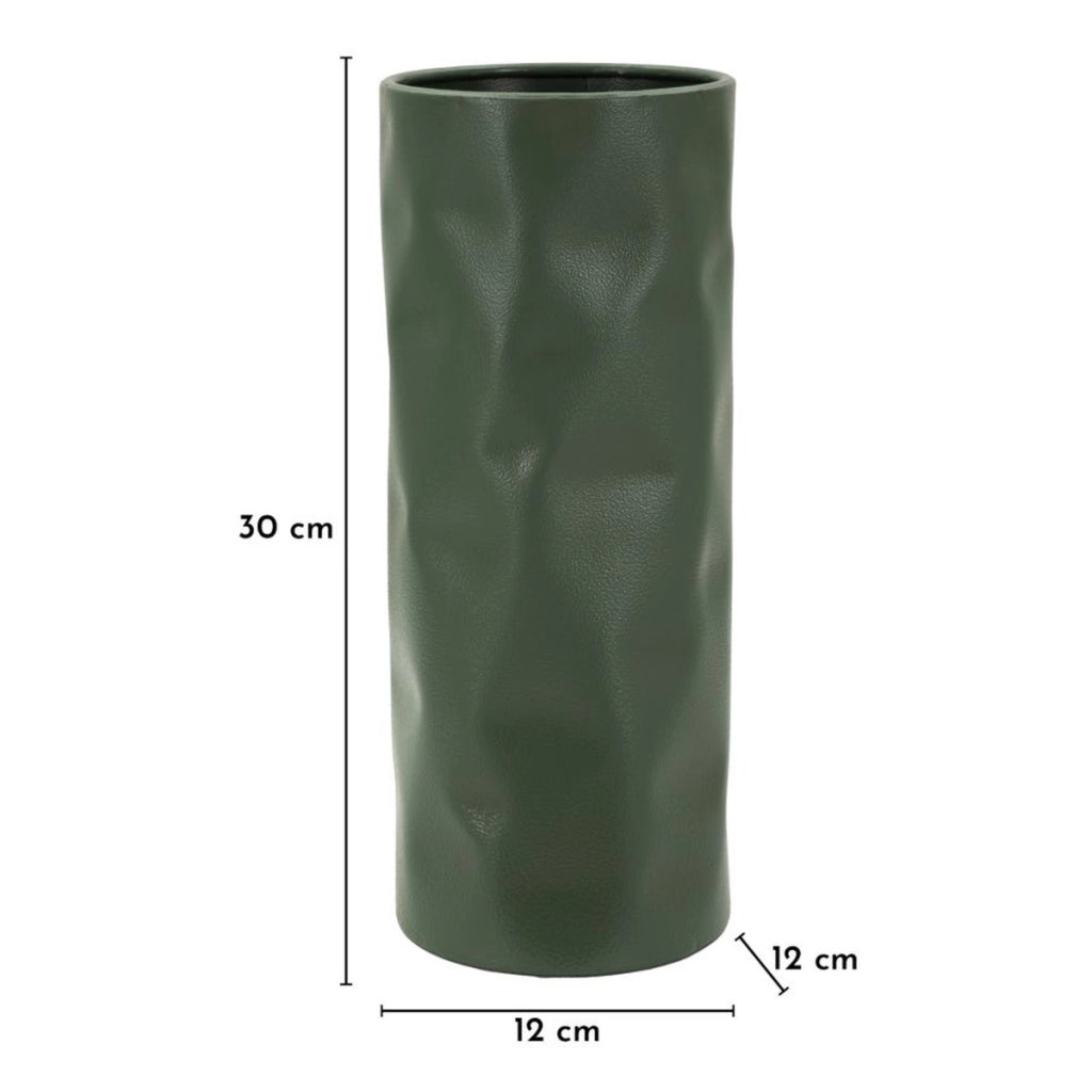 Vaso Decorativo VKH1016, Verde, Metallo, 12x12x30 cm