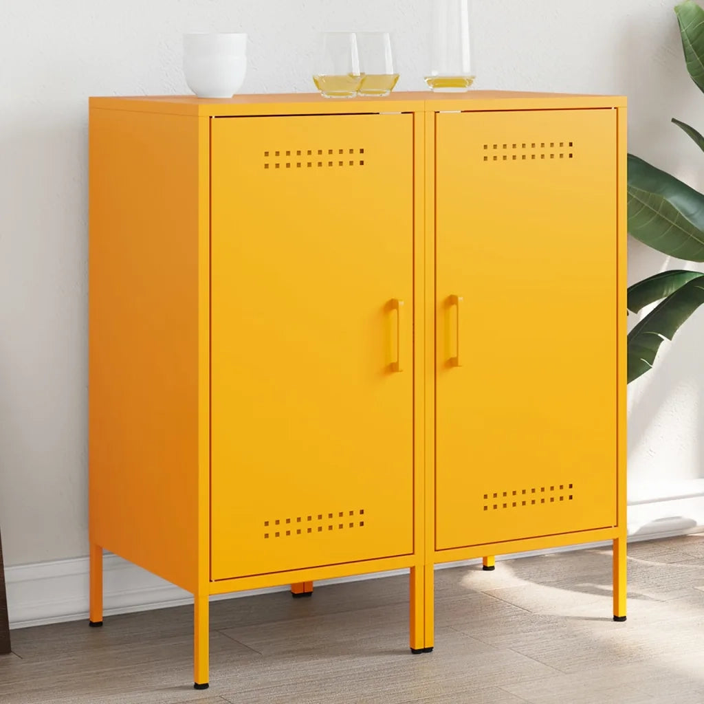 Credenze 2 pz Giallo Senape 36x39x79 cm in Acciaio 843019