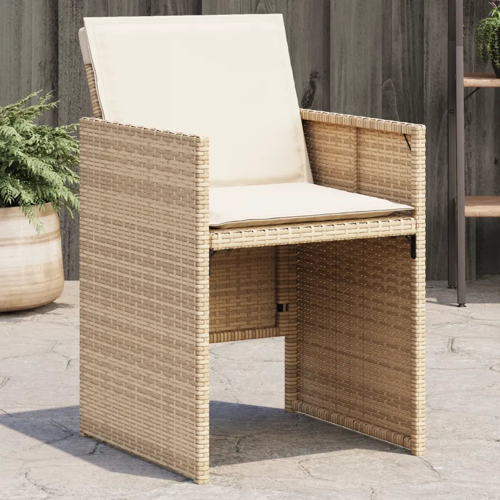 Sedie da Giardino con Cuscini 4 pz | Sedie da Esterno Beige in Polyrattan