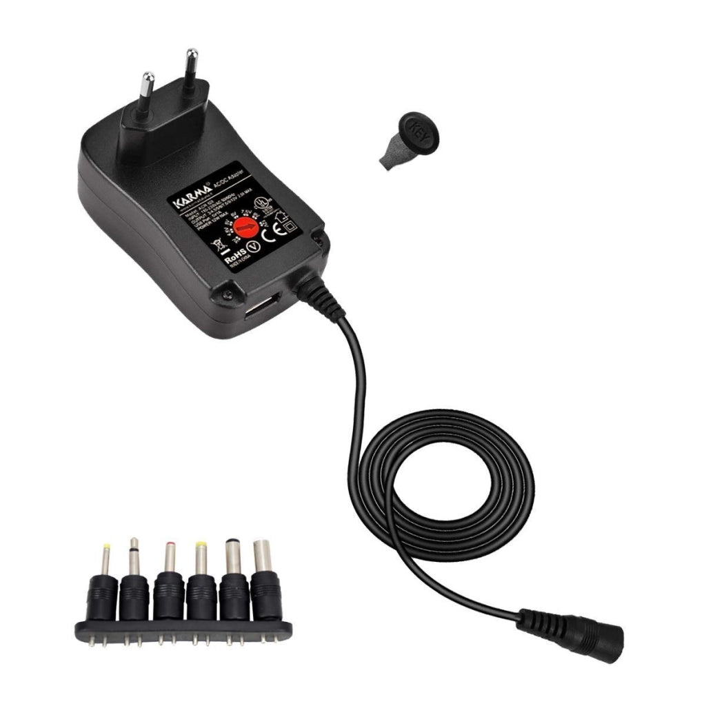 Karma ACR 628 Alimentatore Universale Stabilizzato AC DC 30W 2.5A 6 Adattatori USB colore Nero