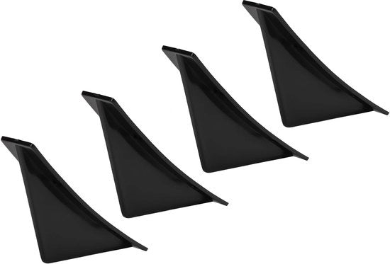 Diffusore posteriore universale - 4 pezzi - Materiale ABS - Nero lucido - Adatto per recinzioni leggermente curve - Elevate prestazioni - Spoiler di protezione