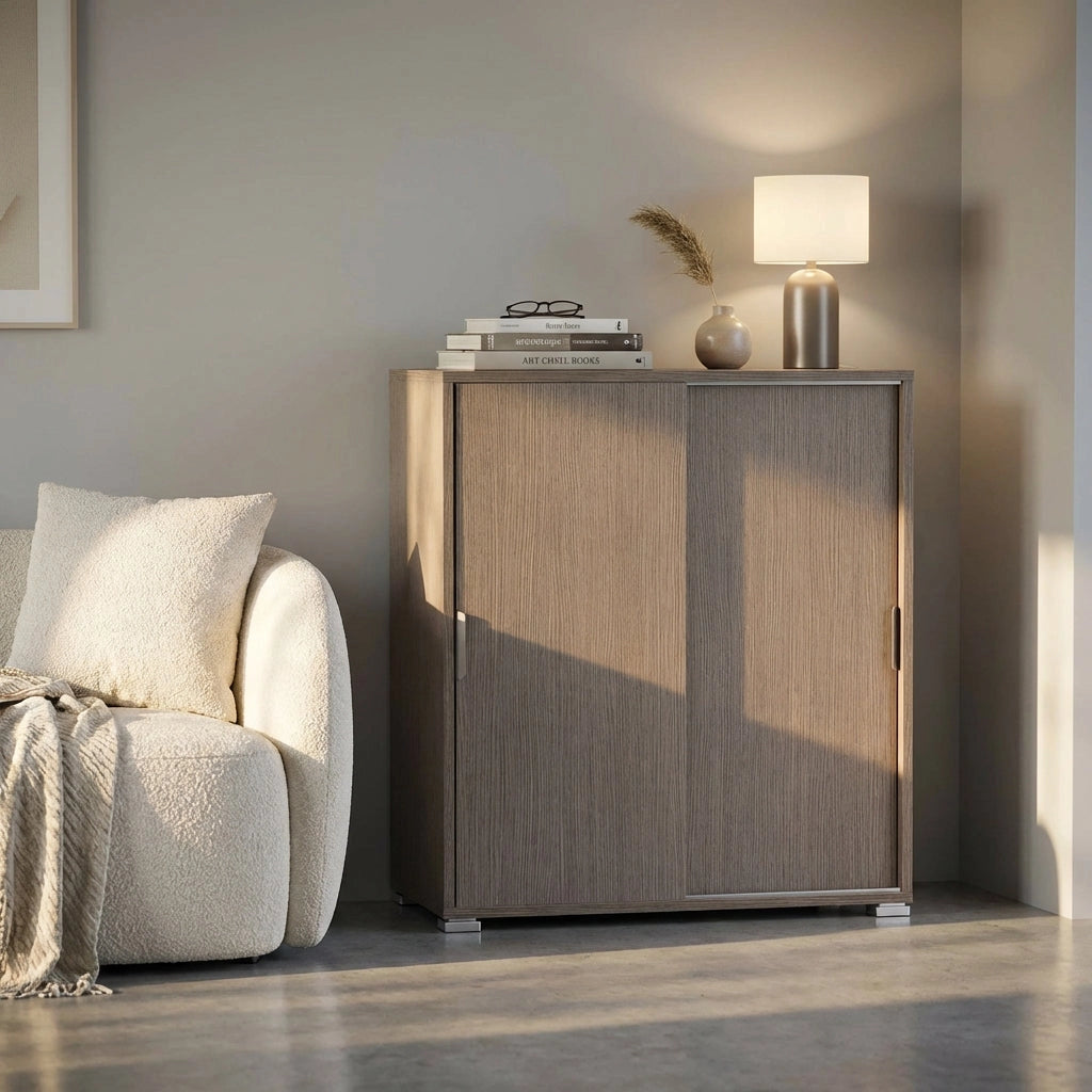 Armadietto da Bagno con 2 ante in Legno Composito cm 75x38x85 - KODEY