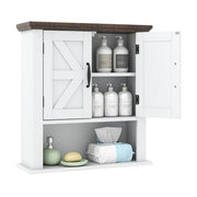 Mobiletto da bagno pensile 55 x 19 x 60 cm grande capacità ripiano regolabile stile rustico da fattoria MDF bianco 20_0018088