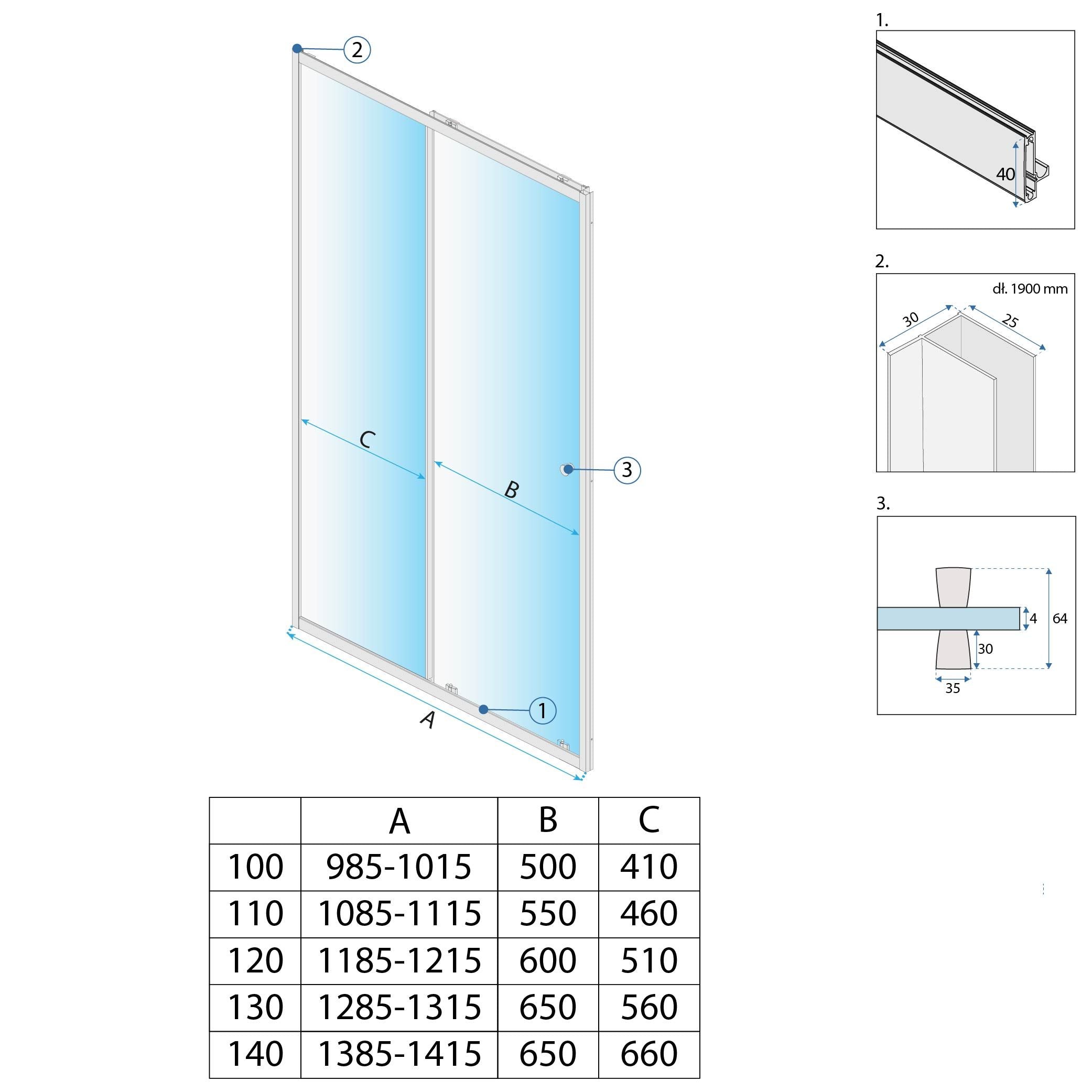 Porta Doccia Rea Primo Slide 130 Chrome
