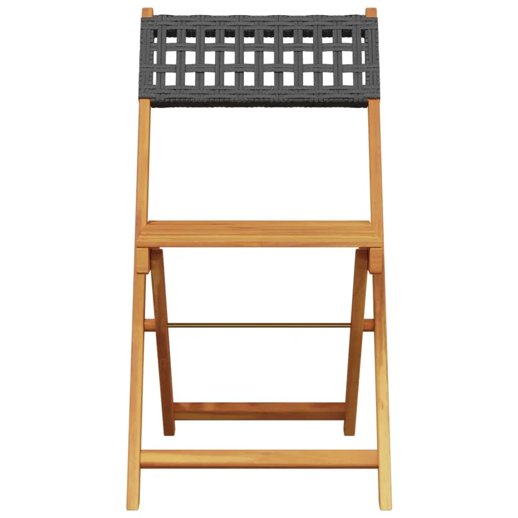 Sedie Giardino Pieghevoli 6pz Nere Polyrattan e Legno Massello 3214593